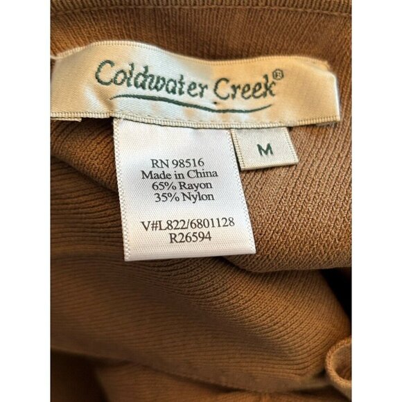Coldwater Creek Size M Brown Pleated Longline Knit Duster Cardigan Stretch - Picture 6 of 7